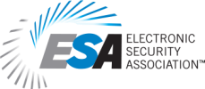 A stylized logo for the Electronic Security Association (ESA) rendered in bold white lettering on a contrasting background